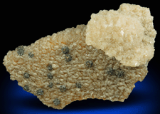 Stilbite-Ca with Calcite and Pyrite (best of find) for sale from 700' level, Sta.167, Queens Tunnel of NYC Water Tunnel #3, Woodside, Queens, New York City, Queens County, New York