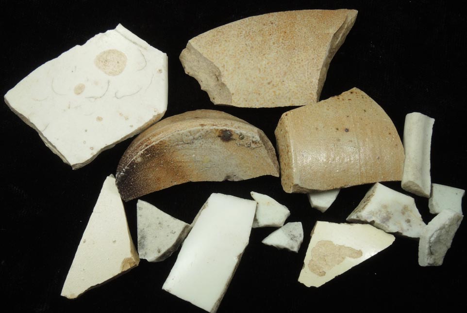 Mineral Glazed china and crockery fragments for sale from midden probably from the Black Horse Tavern, Manhattan Island, near McGowan's Pass, New York City, New York County, New York