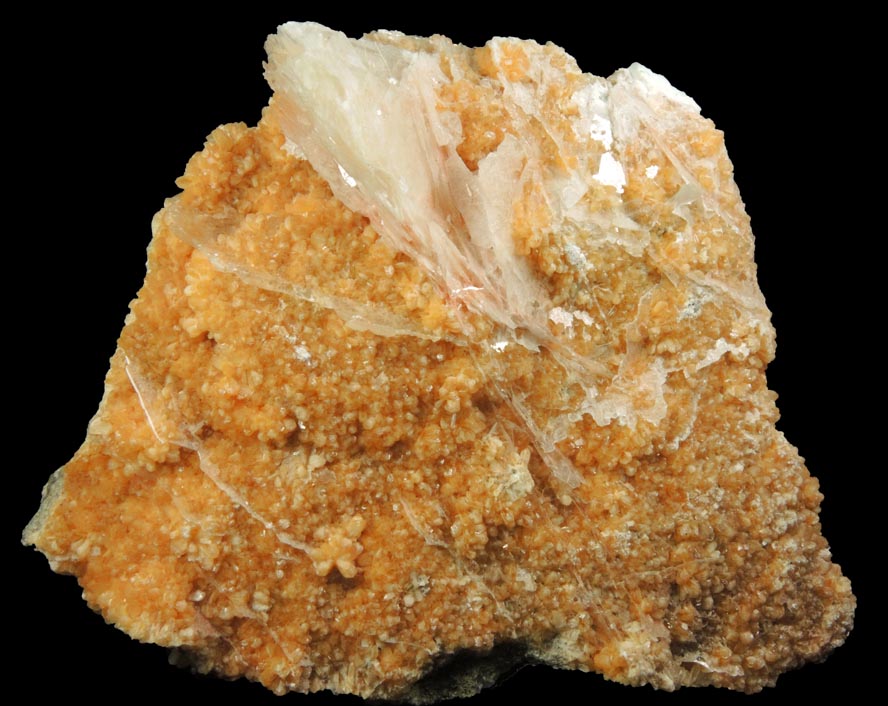 Detail view of mineral Stilbite-Ca and Calcite for sale from Water Tunnel No.3 under Roosevelt Island, New York City, New York County, New York
