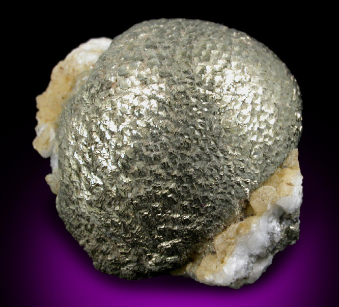 Pyrite on calcite from Water Tunnel #3, shaft 19B, Brooklyn 