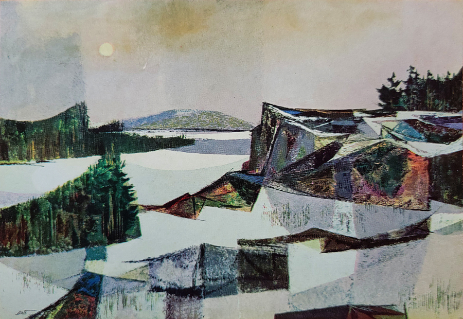 Frozen Landscape - Lacquer -102x71 cm in March 1955 American Artist - Contemproray Arts Inc