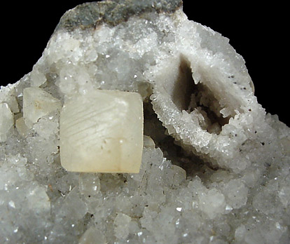 Calcite on Quartz from New Street Quarry, Paterson, Passaic County, New Jersey
