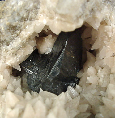 Sphalerite in Calcite Geode from Geode area, Keokuk, Iowa