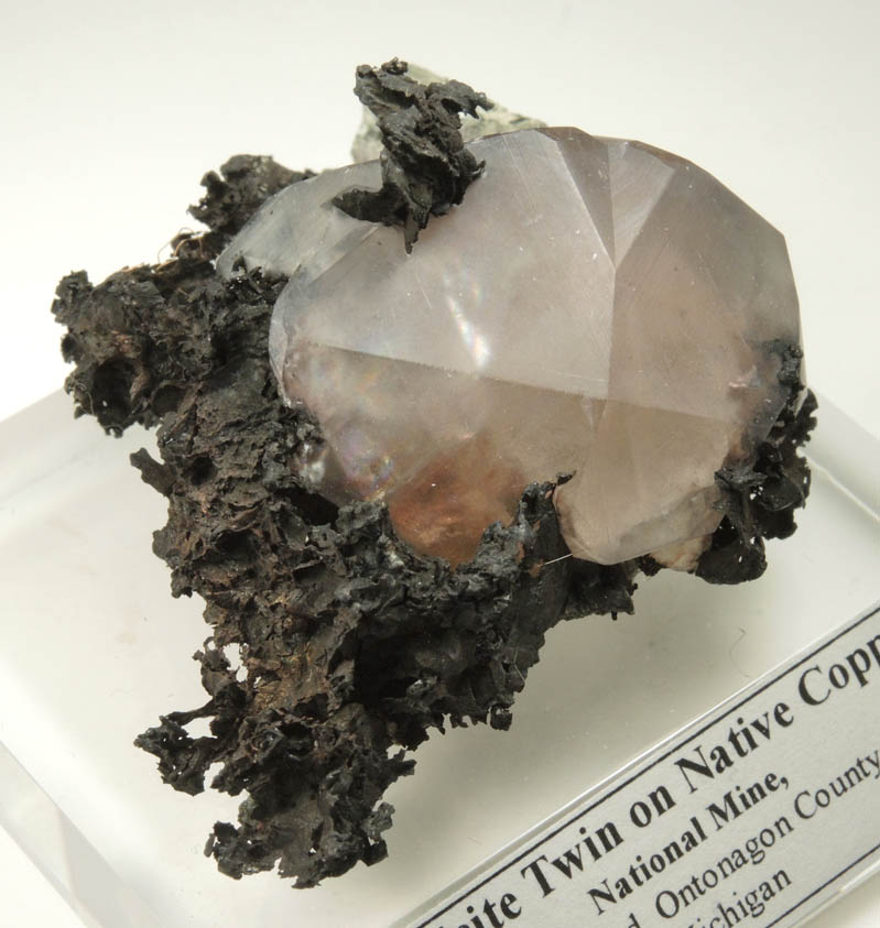 Calcite Twin and Native Copper from National Mine, Rockland, Ontonagon County, Michigan