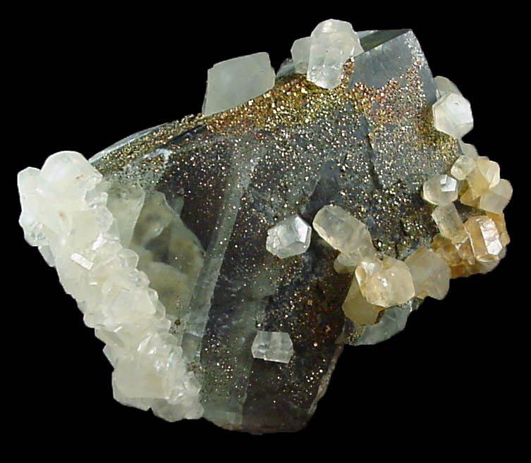 Fluorite with Calcite, Pyrite from (Wheal Jane), Cornwall, England