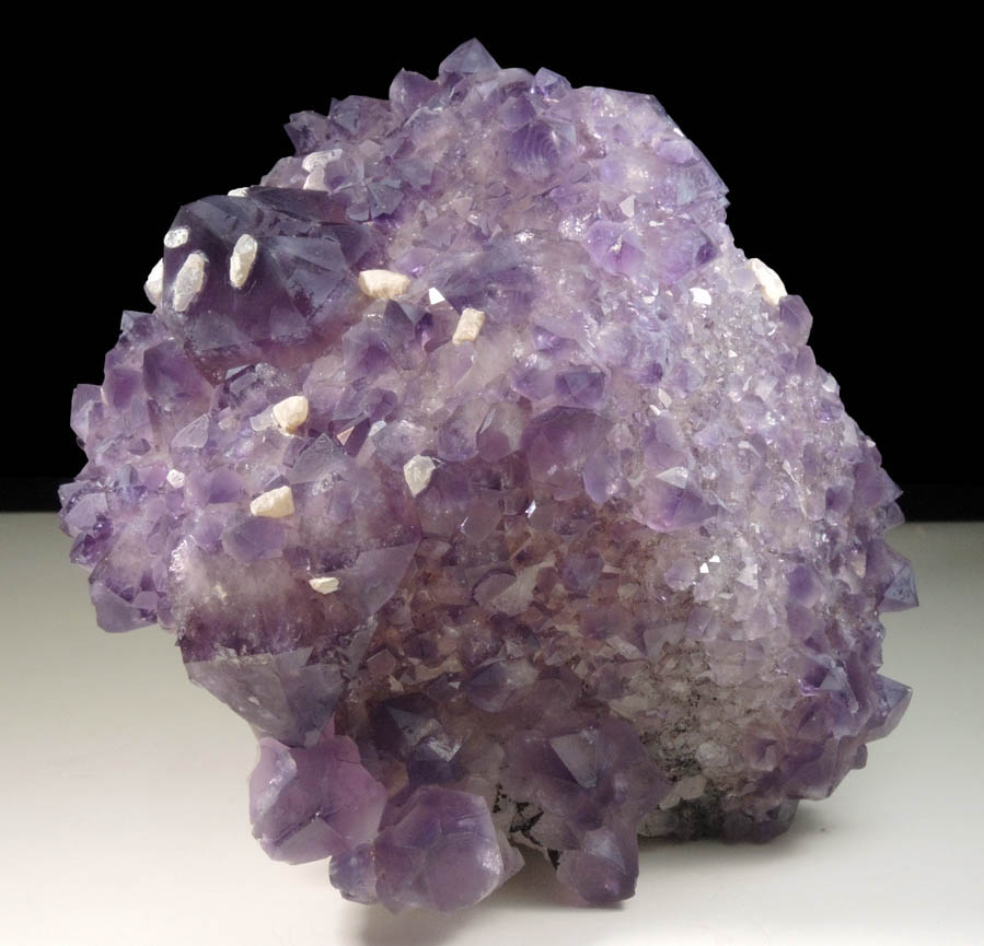 Quartz var. Amethyst pseudomorph after Aragonite with Calcite from Alto Uruguai, Rio Grande do Sul, Brazil