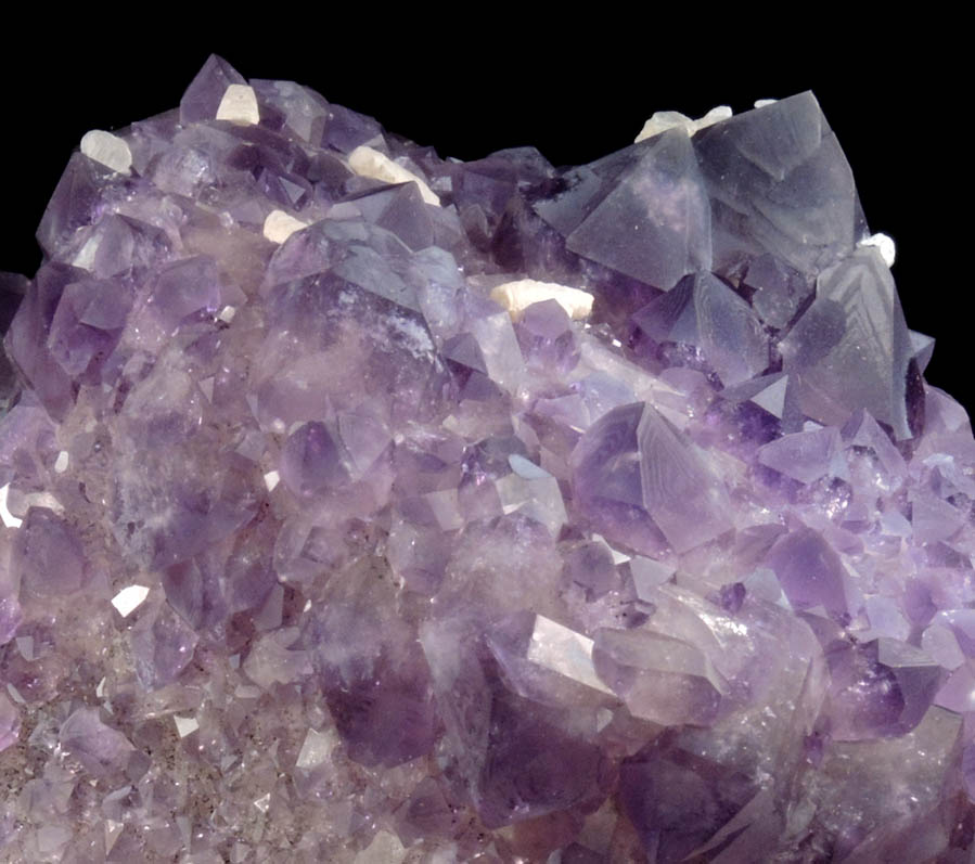 Quartz var. Amethyst pseudomorph after Aragonite with Calcite from Alto Uruguai, Rio Grande do Sul, Brazil