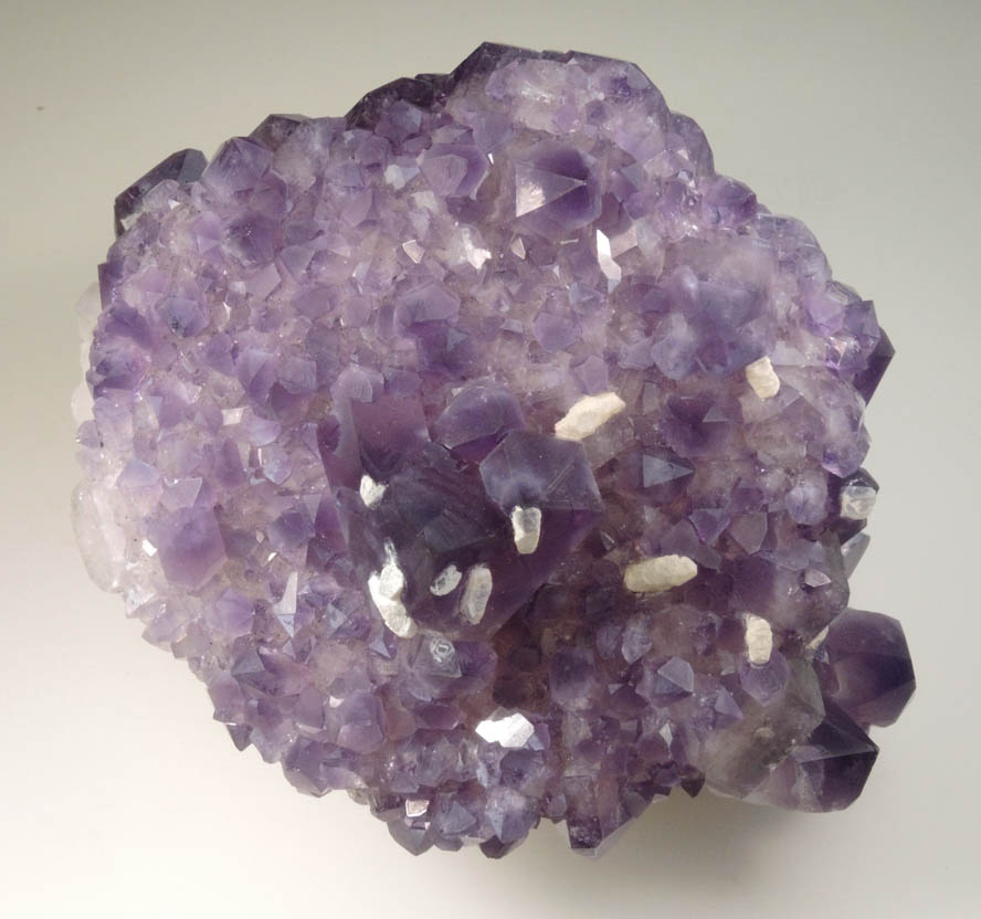 Quartz var. Amethyst pseudomorph after Aragonite with Calcite from Alto Uruguai, Rio Grande do Sul, Brazil