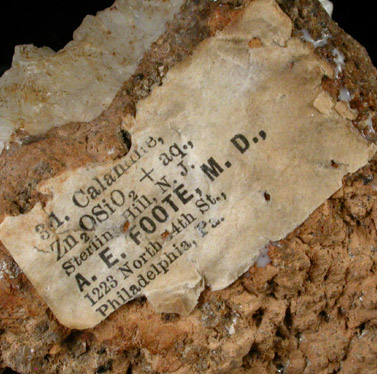 Hemimorphite var. Calamine from Sterling Mine, Ogdensburg, Sterling Hill, Sussex County, New Jersey