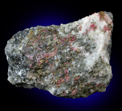 Erythrite (pink) with Pyrite in Calcite from French Creek Iron Mines, St. Peters, Chester County, Pennsylvania