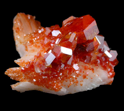 Vanadinite on Barite from Mibladen, Haute Moulouya Basin, Zeida-Aouli-Mibladen belt, Midelt Province, Morocco