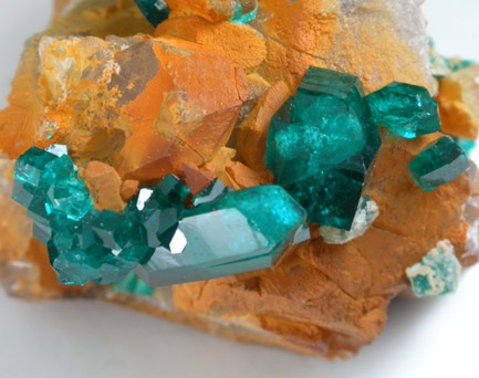 Dioptase on Quartz from Omaue, Kaokoveld, Namibia