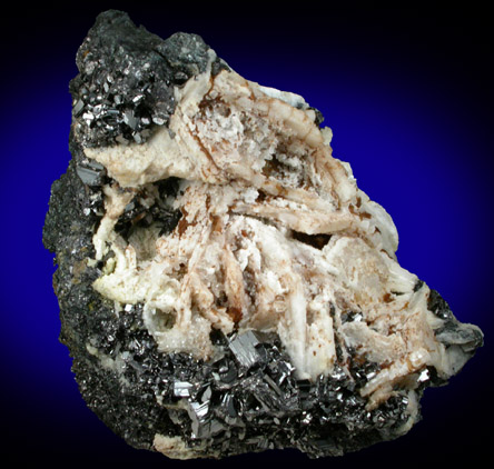 Barite on Manganite from Lucy Mine, Negaunee, Marquette County, Michigan