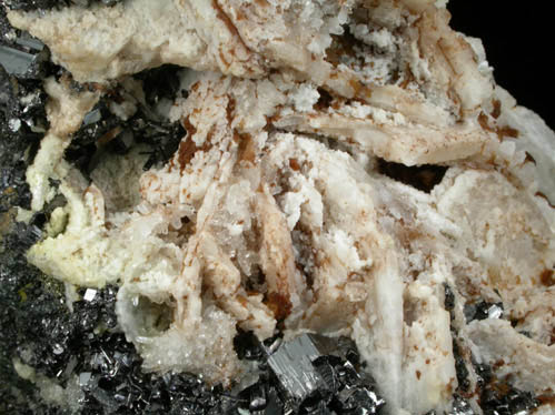 Barite on Manganite from Lucy Mine, Negaunee, Marquette County, Michigan