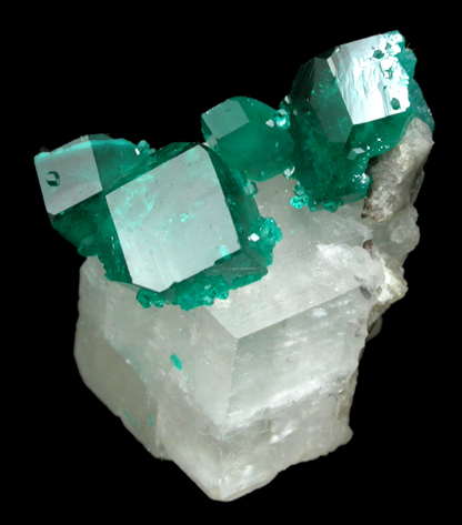 Dioptase on Calcite from Tsumeb Mine, Otavi-Bergland District, Oshikoto, Namibia