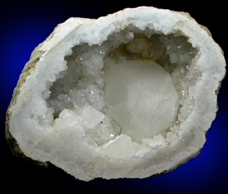 Calcite in Quartz Geode from Keokuk, Lee County, Iowa