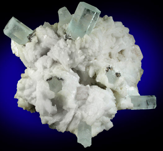 Beryl var. Aquamarine with Fluorapatite on Albite from Doko Mine, Skardu District, Gilgit-Baltistan, Pakistan