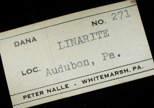 Linarite on Quartz with Chrysocolla from Ecton Mine, Perkiomen District, Audubon, Montgomery County, Pennsylvania