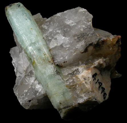 Beryl var. Aquamarine in Quartz from Orchard Quarry, Buckfield, Oxford County, Maine