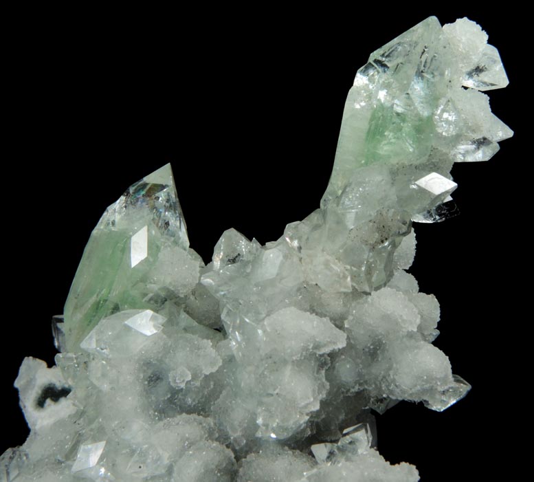 Apophyllite on stalactitic Quartz from Nagar District, Maharashtra, India