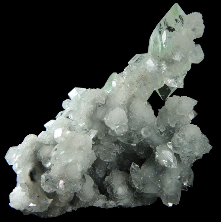 Apophyllite on stalactitic Quartz from Nagar District, Maharashtra, India