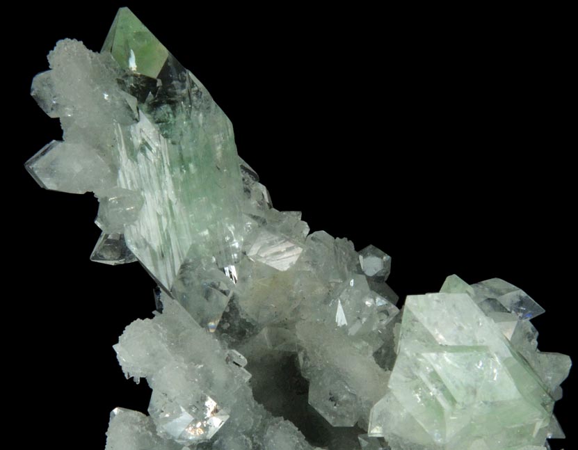 Apophyllite on stalactitic Quartz from Nagar District, Maharashtra, India