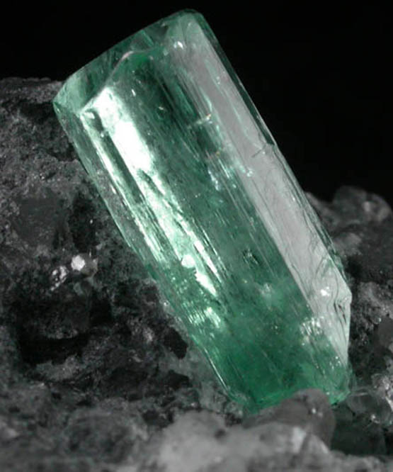 Beryl var. Emerald in Calcite from Polveros Mine, Vasquez-Yacop District, Boyac Department, Colombia