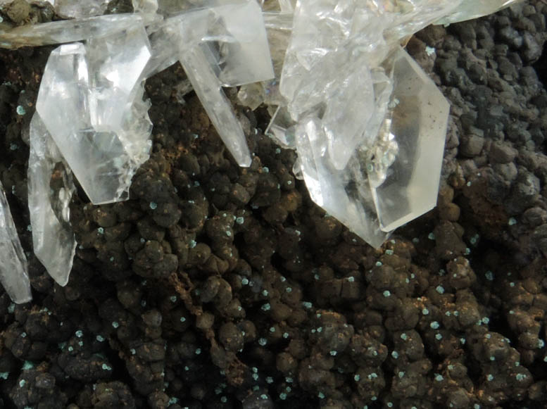 Calcite on Limonite with Rosasite from Mina Ojuela, Mapimi, Durango, Mexico