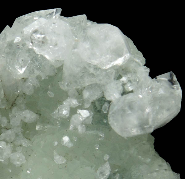 Apophyllite on Prehnite from O and G Industries Southbury Quarry, Southbury, New Haven County, Connecticut