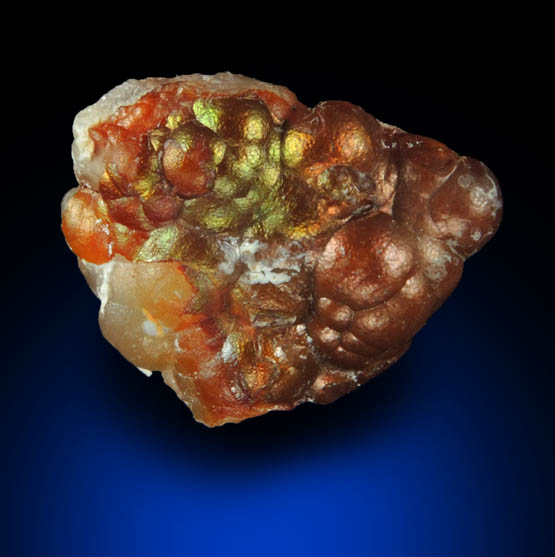 Quartz var. Fire Agate from Round Mountain Rockhound Area, 28 km south of Duncan, Greenlee County, Arizona