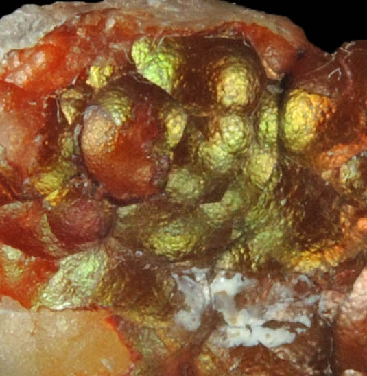 Quartz var. Fire Agate from Round Mountain Rockhound Area, 28 km south of Duncan, Greenlee County, Arizona