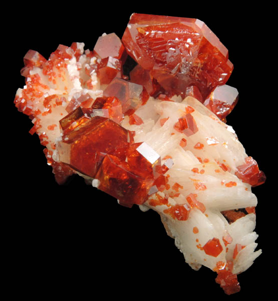 Vanadinite on Barite from Mibladen, Haute Moulouya Basin, Zeida-Aouli-Mibladen belt, Midelt Province, Morocco