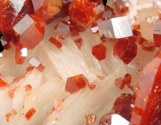 Vanadinite on Barite from Mibladen, Haute Moulouya Basin, Zeida-Aouli-Mibladen belt, Midelt Province, Morocco