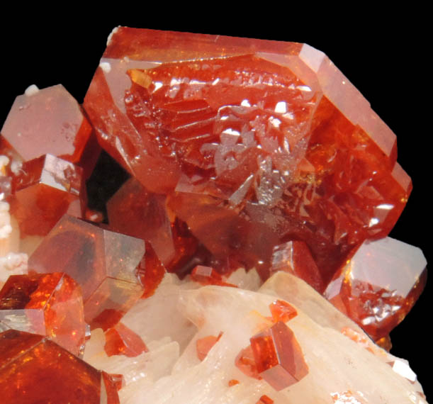 Vanadinite on Barite from Mibladen, Haute Moulouya Basin, Zeida-Aouli-Mibladen belt, Midelt Province, Morocco