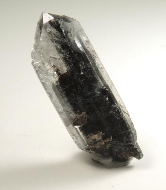 Quartz var. Black Herkimer Diamond with black hydrocarbon inclusions from Hickory Hill Diamond Diggings, Fonda, Montgomery County, New York