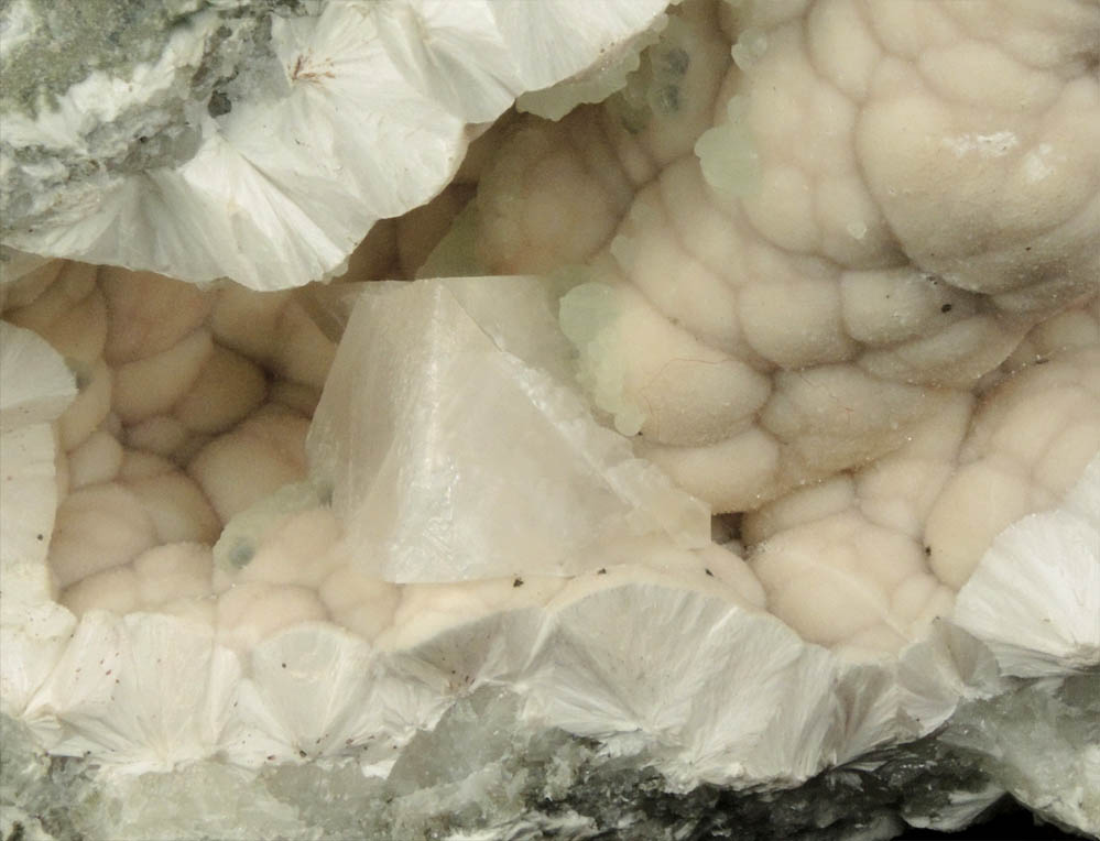 Pectolite with Calcite and Prehnite from Millington Quarry, Bernards Township, Somerset County, New Jersey