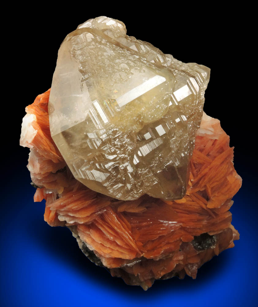 Cerussite on Barite over Galena from Mibladen, Haute Moulouya Basin, Zeida-Aouli-Mibladen belt, Midelt Province, Morocco