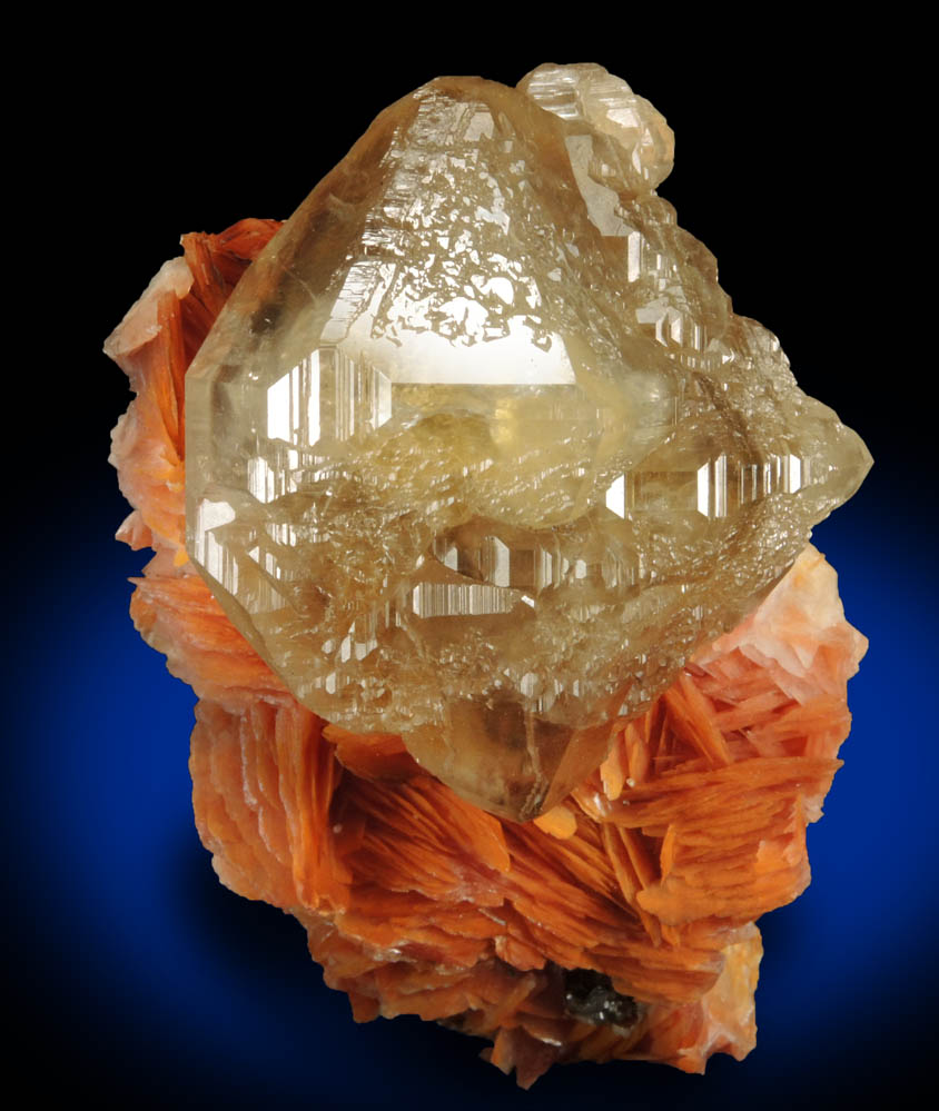 Cerussite on Barite over Galena from Mibladen, Haute Moulouya Basin, Zeida-Aouli-Mibladen belt, Midelt Province, Morocco