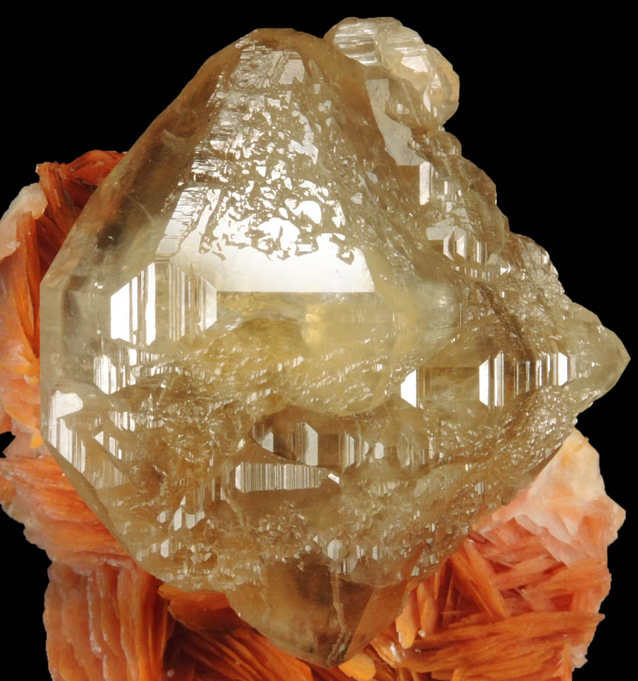 Cerussite on Barite over Galena from Mibladen, Haute Moulouya Basin, Zeida-Aouli-Mibladen belt, Midelt Province, Morocco