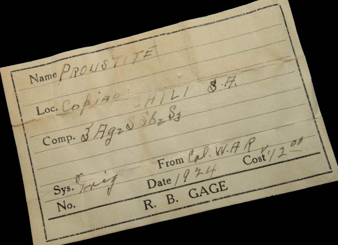 Proustite from Cha�arcillo, Copiap�, Regi�n de Atacama, Chile