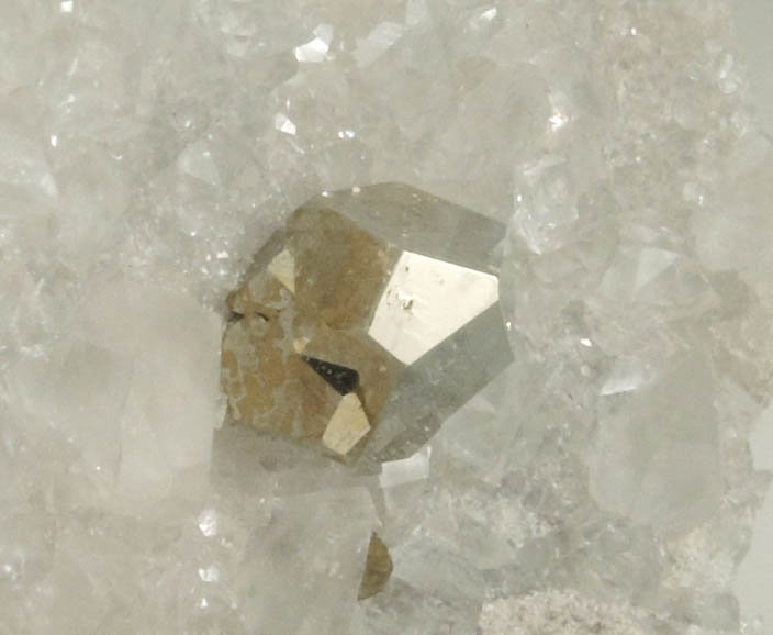 Pyrite on Calcite from Empire State Zinc Mine #4 (formerly ZCA No. 4 Mine), 4065' Level, Balmat, St. Lawrence County, New York