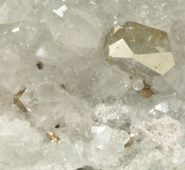 Pyrite on Calcite from Empire State Zinc Mine #4 (formerly ZCA No. 4 Mine), 4065' Level, Balmat, St. Lawrence County, New York