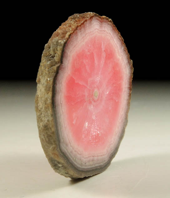 Rhodochrosite stalactite section from Capillitas Mine, Catamarca Province, Argentina